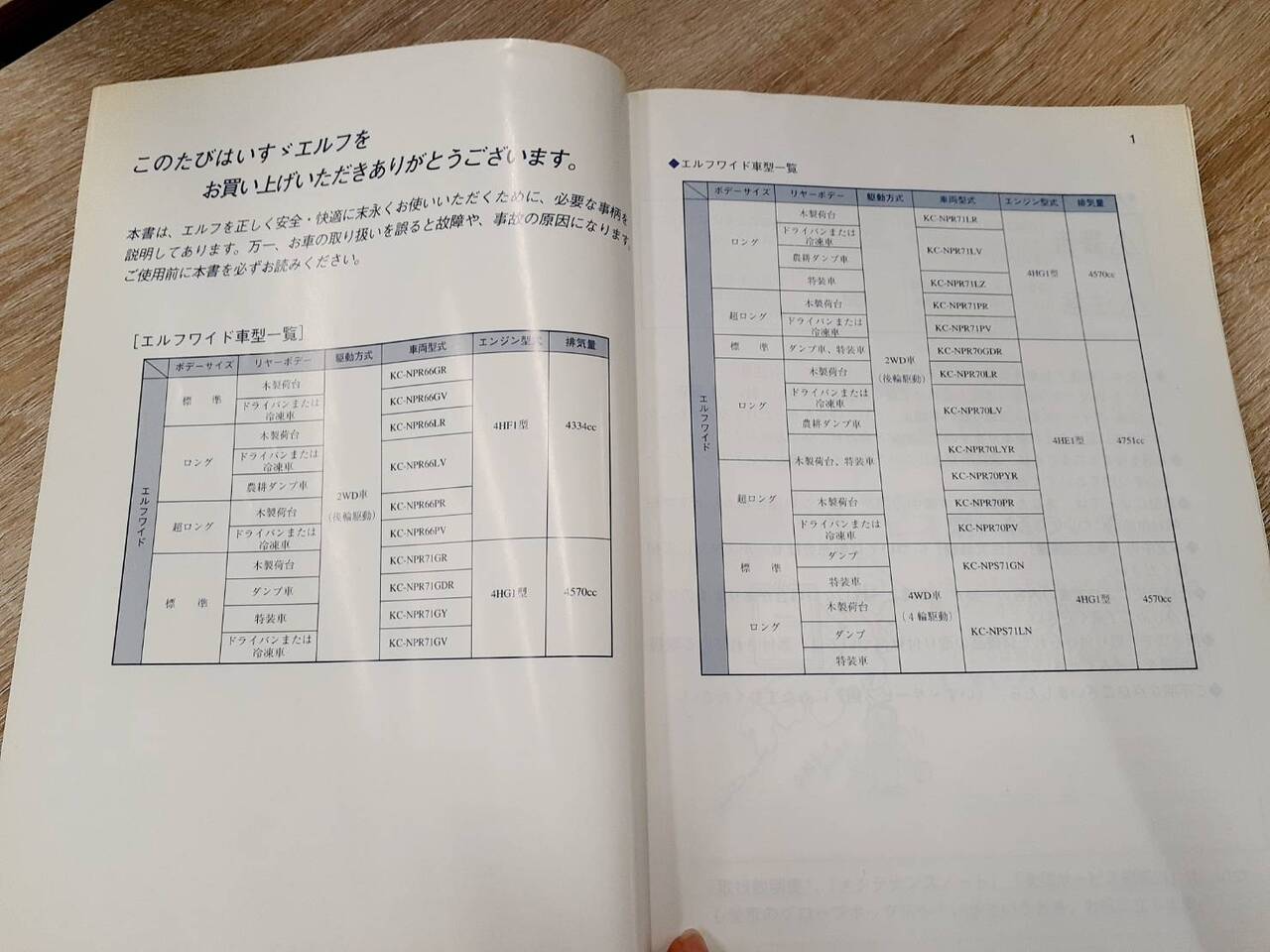 取扱説明書 いすゞ エルフ (中古)