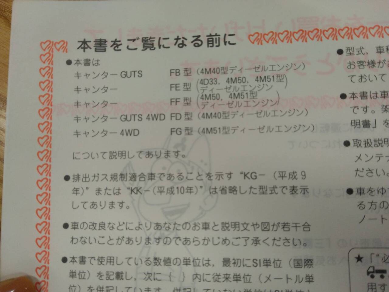 取扱説明書 三菱ふそう キャンター (中古)