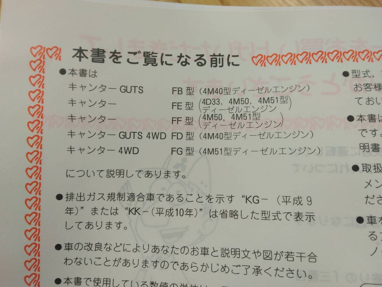 取扱説明書 三菱ふそう キャンター (中古)