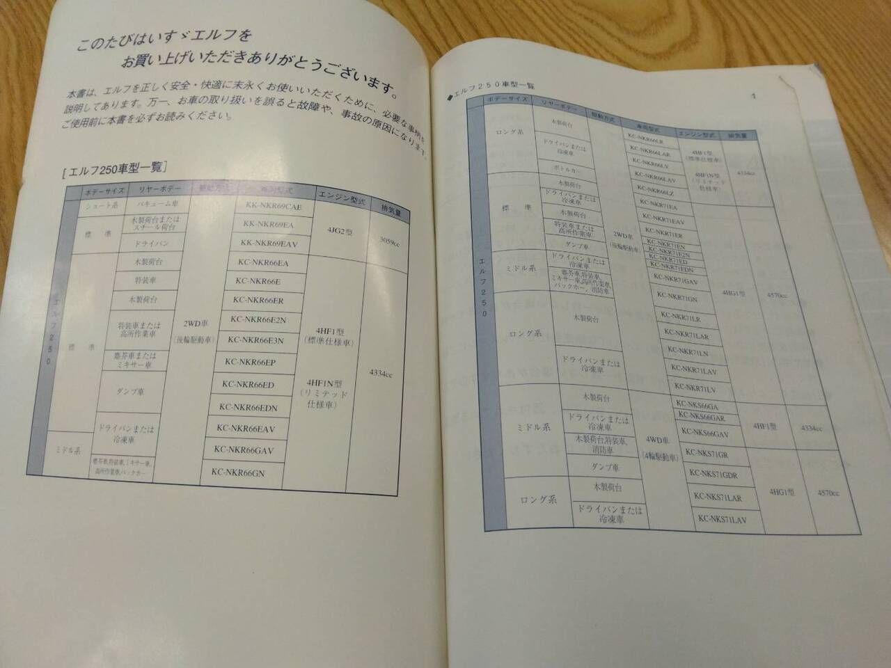 取扱説明書 いすゞ エルフ (中古)