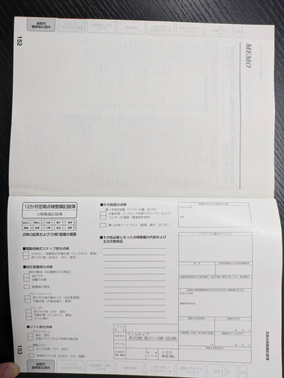 取扱説明書 トヨタ ウェルキャブ (中古)