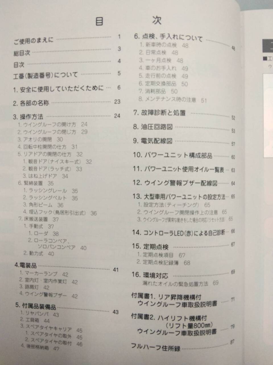 取扱説明書 日本フルハーフ ウイングルーフ (中古)