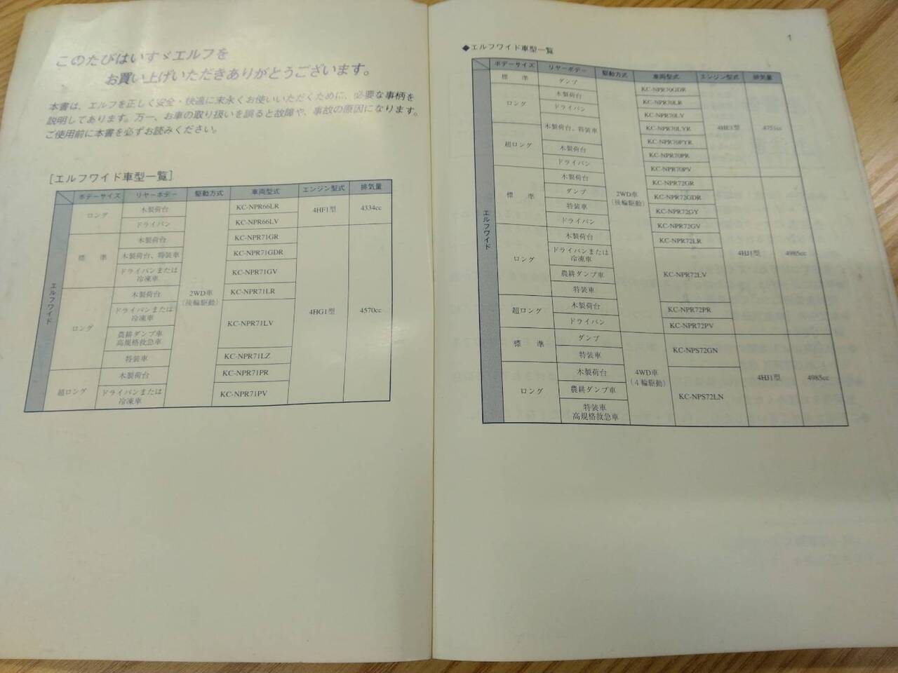 取扱説明書 いすゞ エルフワイド (中古)