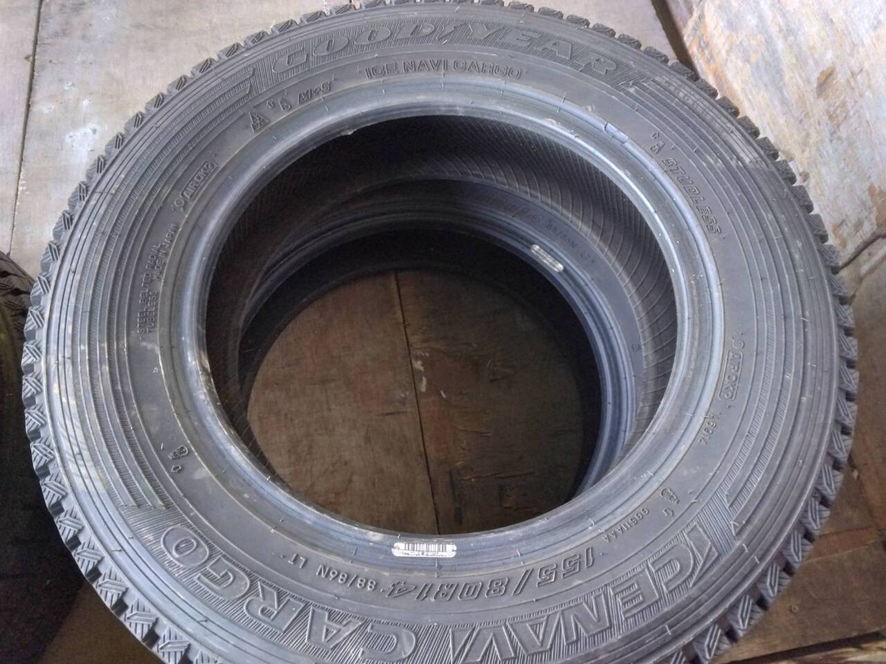 スタッドレスタイヤ 4本 グットイヤー 155/80R14(中古)