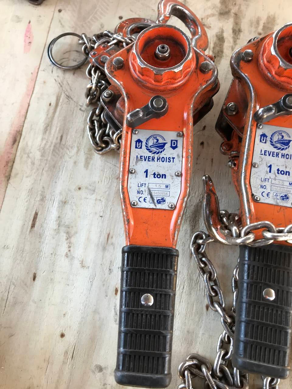 レバーホイスト 3本セット 1トン 1,5M(中古)