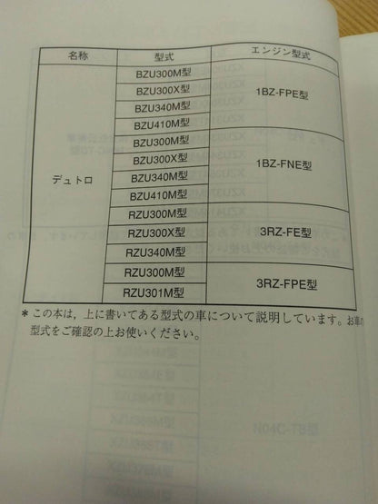 取扱説明書 　日野　デュトロ　 (中古)