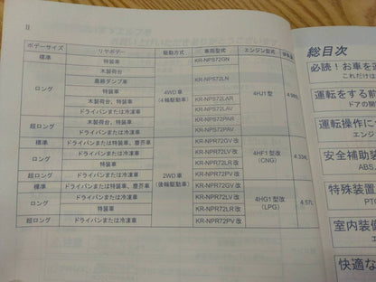 取扱説明書 　いすゞ　エルフ (中古)