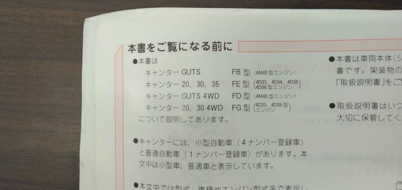 マニュアル　取扱説明書 　【三菱ふそう】　【キャンター】 (中古)