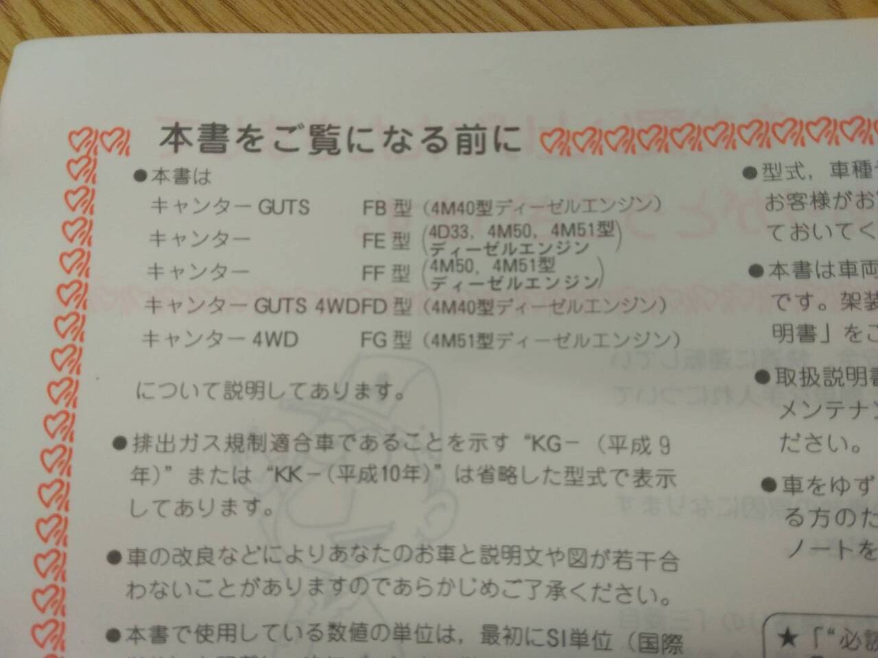 取扱説明書 　三菱ふそう　キャンター (中古)
