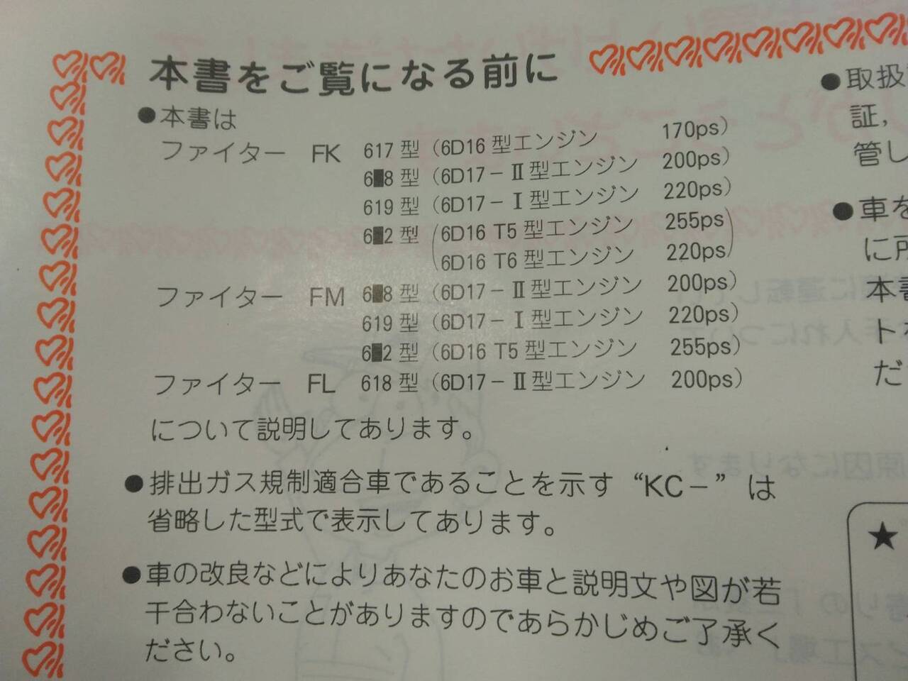 取扱説明書 　三菱ふそう　ファイター (中古)