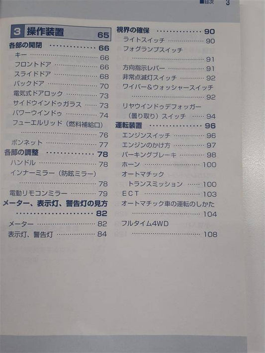 取扱説明書　TOYOTA  　キャンパー仕様車　（中古）