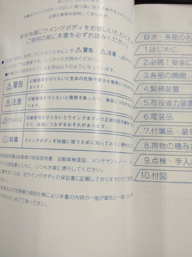 取扱説明書 　日本フルハーフ　ウイングボディ (中古)