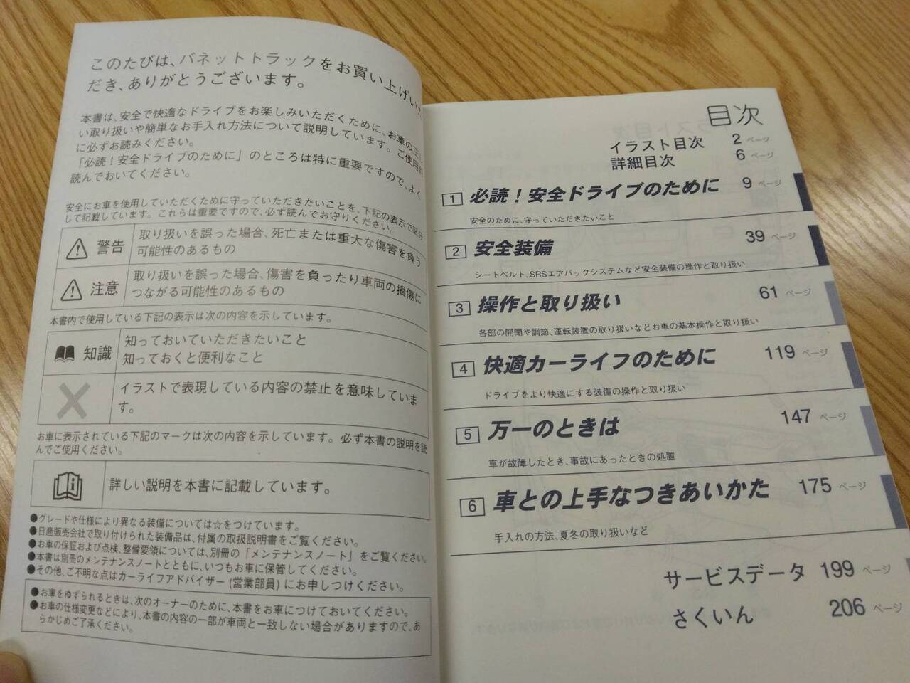 取扱説明書 　【ニッサン　バネット】 TC-SK82TNから取り外し(中古)