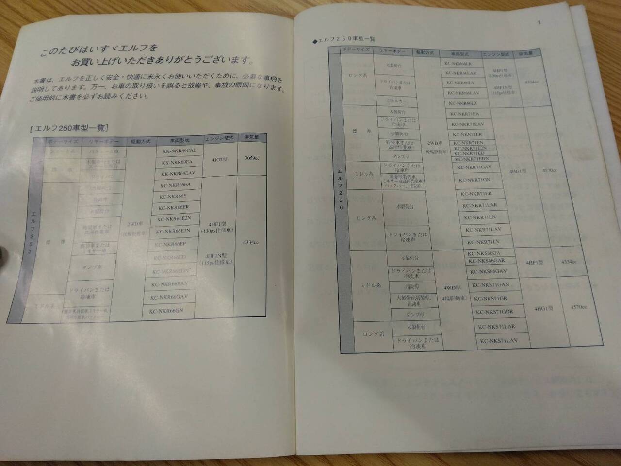 取扱説明書 いすゞ　エルフ (中古)