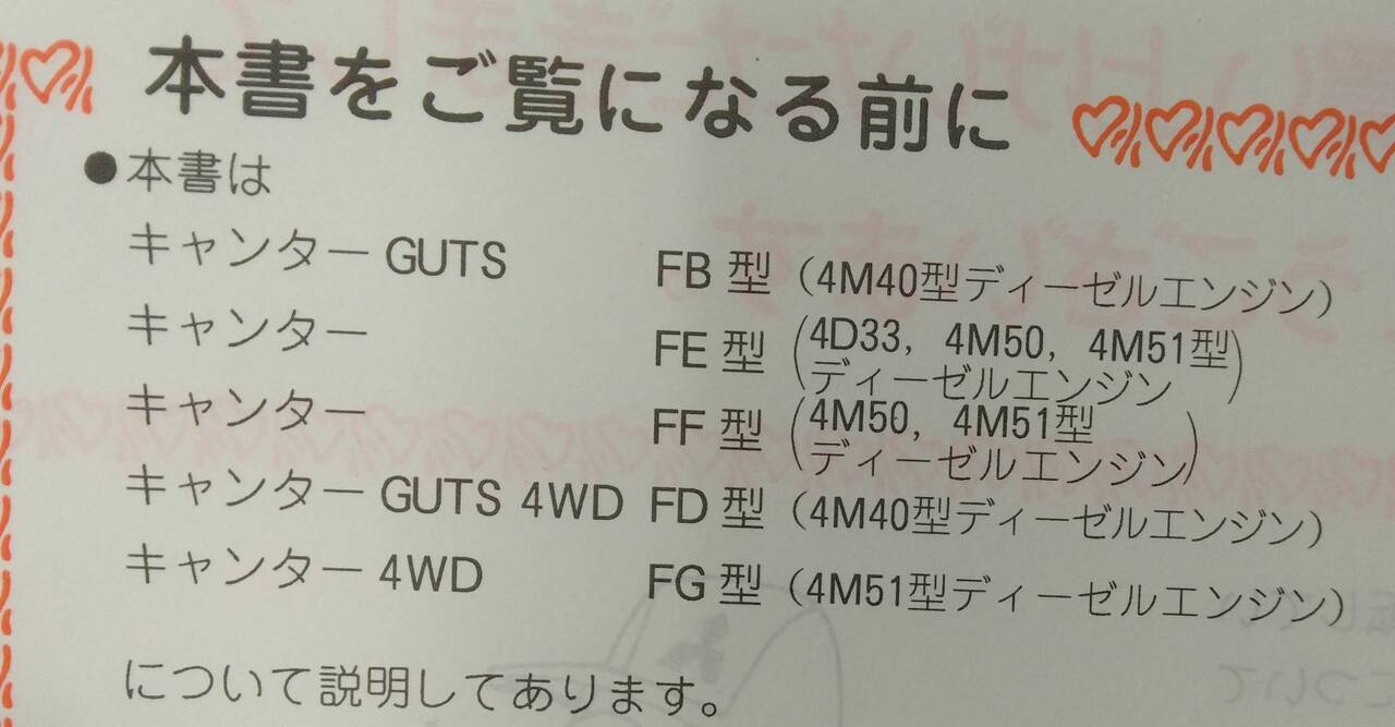 取扱説明書 　三菱フソウ　キャンター (中古)