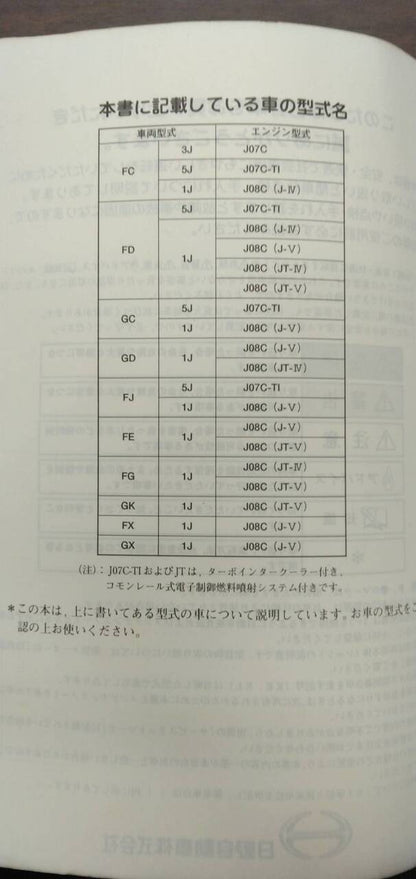 取扱説明書 　【日野】　【レンジャープロ】 (中古)