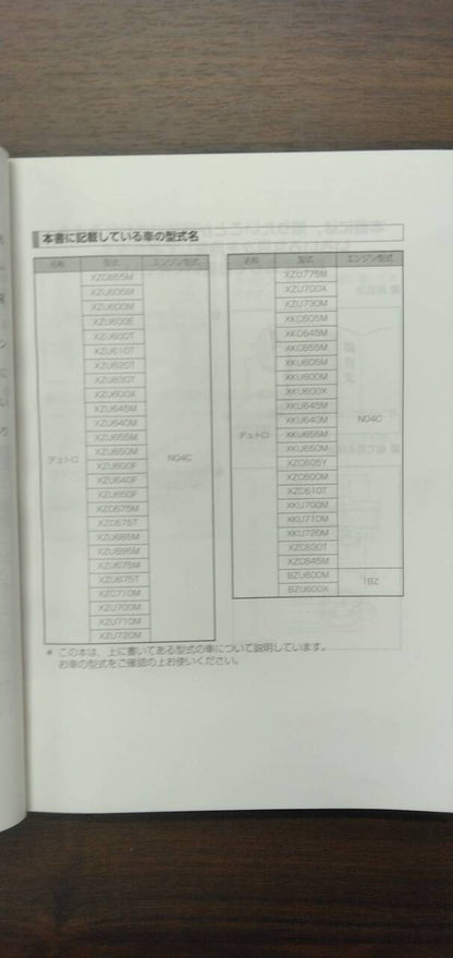 取扱説明書 　【日野】　【デュトロ】TKG-XZU605Mから取り外し(中古)