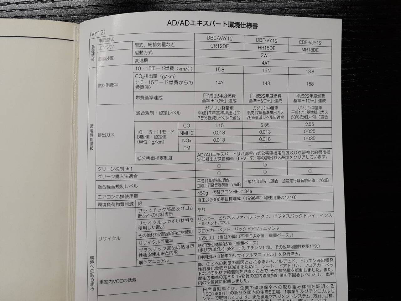 取扱説明書　日産　AD (中古)
