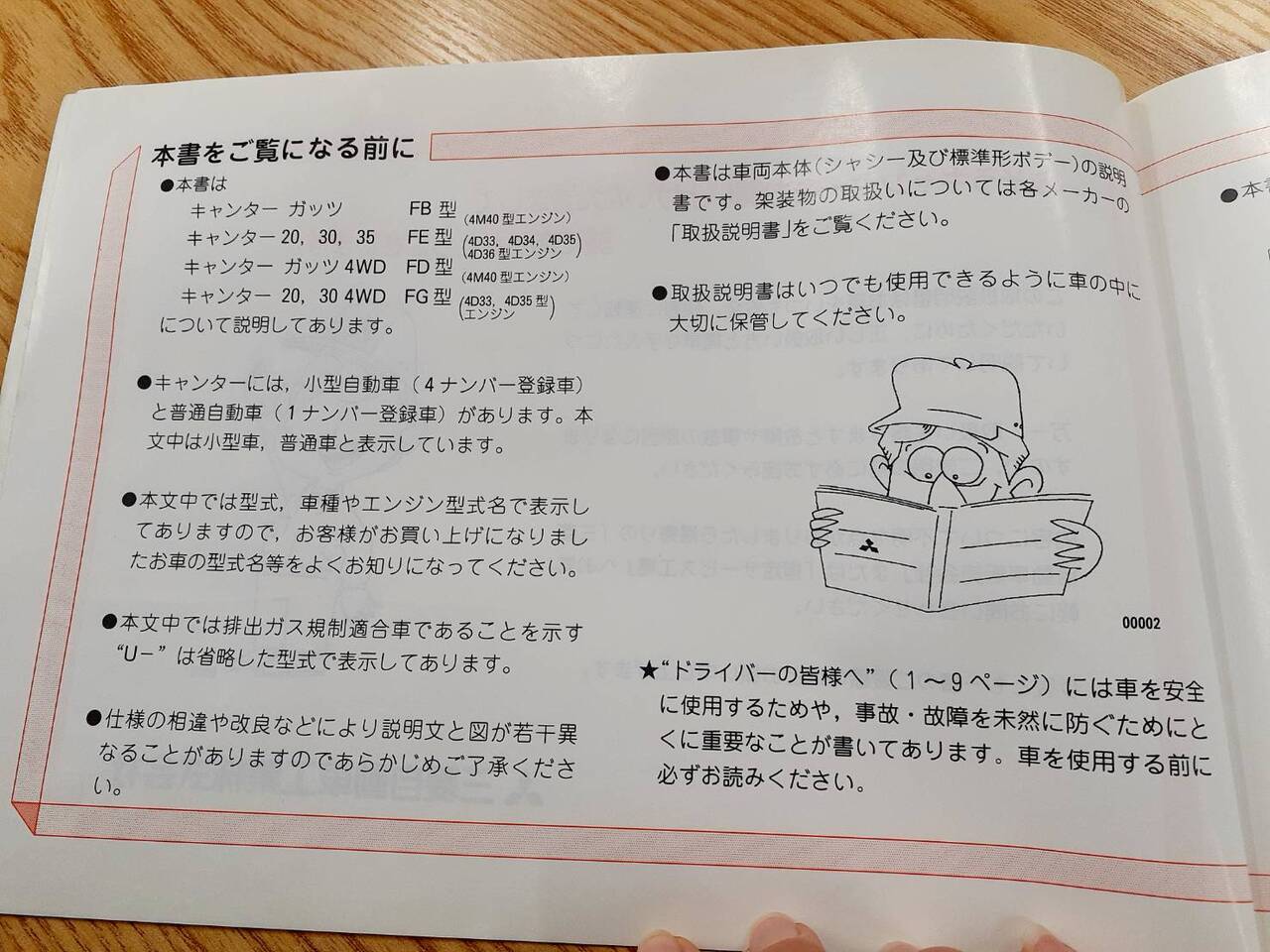 取扱説明書   三菱ふそう　キャンター（中古）