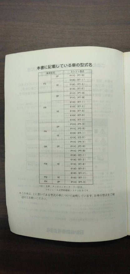 取扱説明書 　【日野】　【プロフィア】PK-FR2PWJAから取り外し (中古)
