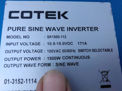 インバーター　　メーカー：COTECSK　　型番：1500-112　DA16Tから取り外し（中古）