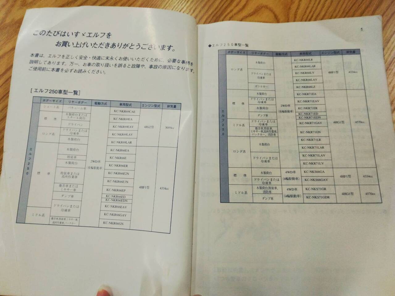 取扱説明書　いすゞエルフ (中古)