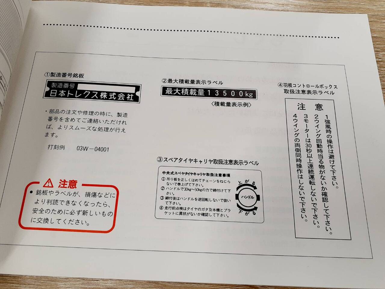 取扱説明書 　　日本トレクス株式会社トラックウィング (中古)