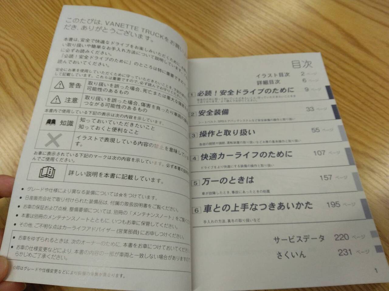 取扱説明書 　ニッサン　バネット　(中古)
