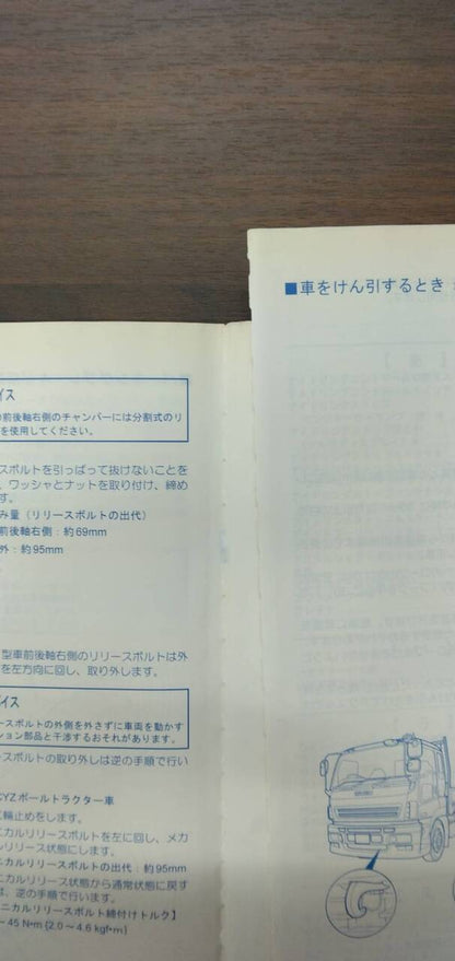 取扱説明書 【いすゞ】 【ギガ】PJ-CYJ51W6から取り外し (中古)