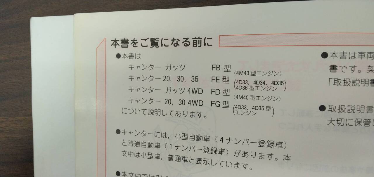 取扱説明書 【三菱】 【キャンター】U-FE538Bから取り外し (中古)