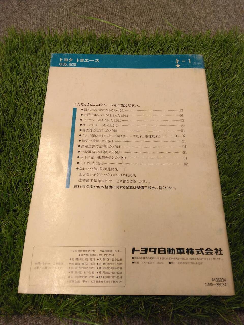 マニュアル 取扱説明書 【トヨタ/トヨエース】U-BU87から取り外し (中古)