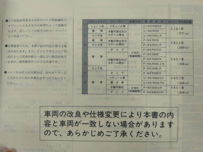 取扱説明書 　いすゞ　エルフ (中古)