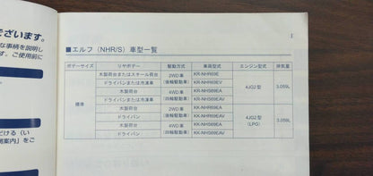 取扱説明書 【いすゞ】 【エルフ】NHR69EVから取り外し (中古)