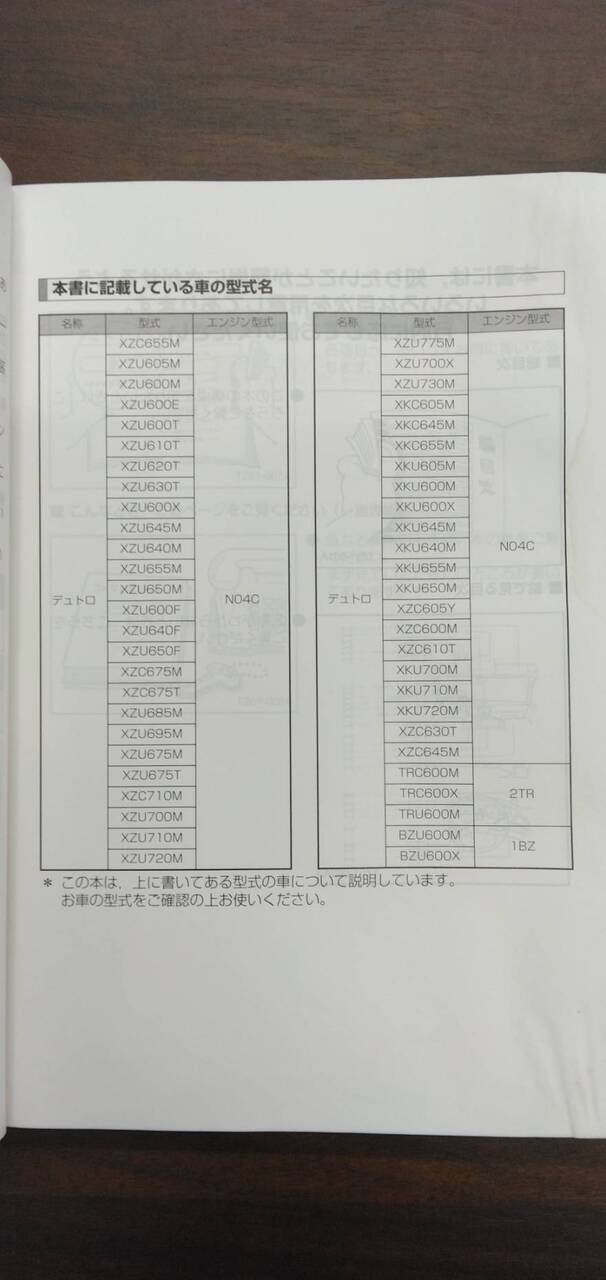 取扱説明書 　日野　デュトロ　 (中古)