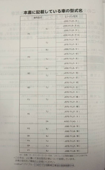取扱説明書 　日野　レンジャー (中古)