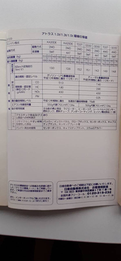 取扱説明書　日産　アトラス (中古)