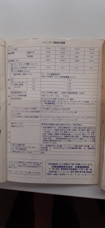 取扱説明書 ニッサン　シビリアン　 (中古)