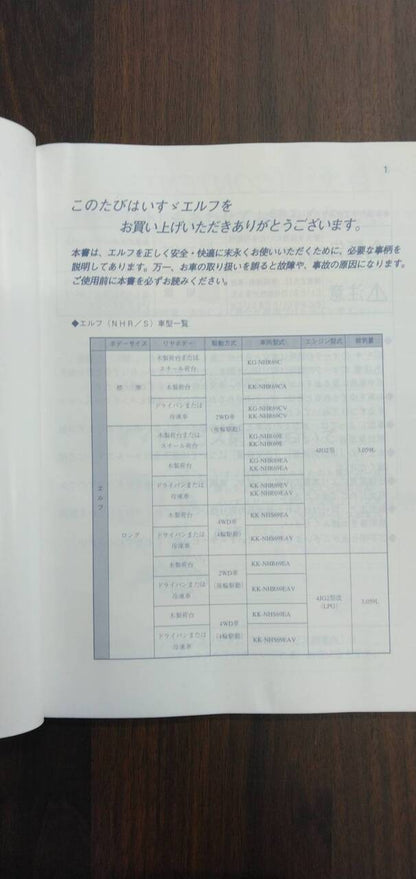 取扱説明書 【いすゞ】 【エルフ】 (中古)