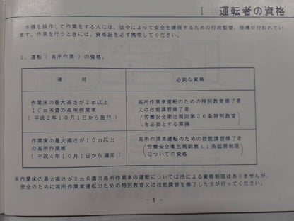 取扱説明書　アイチ　SH-105型　(中古)