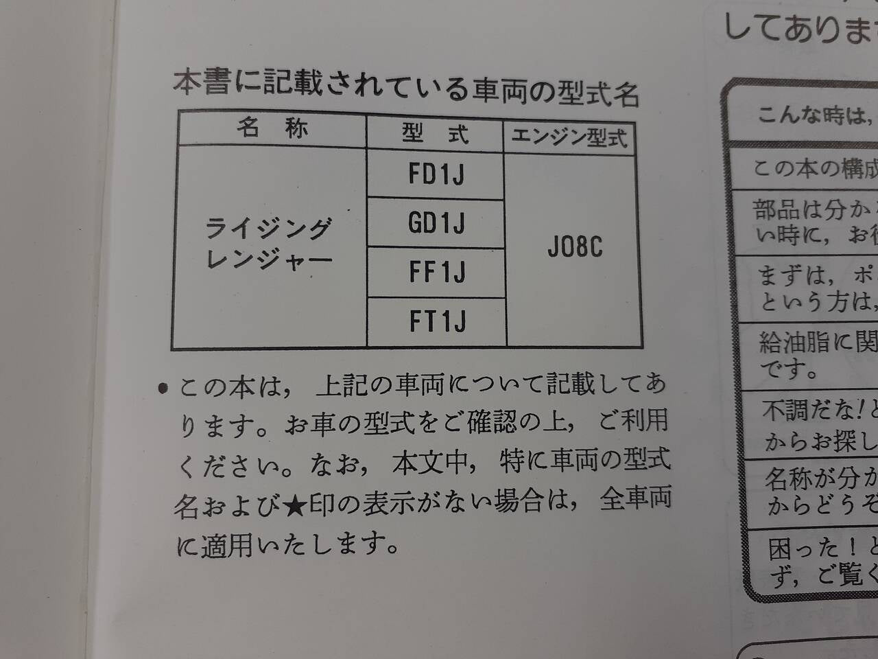取扱説明書 　日野　レンジャー (中古)
