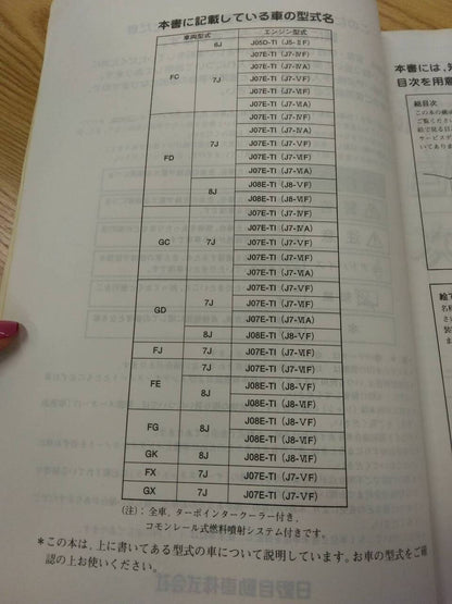 取扱説明書 　日野　レンジャー　 (中古)