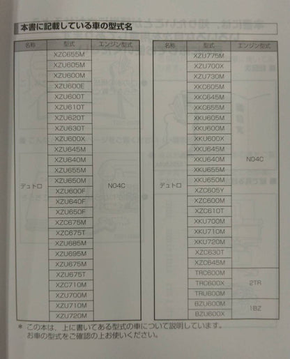 取扱説明書 　日野　デュトロ　 (中古)