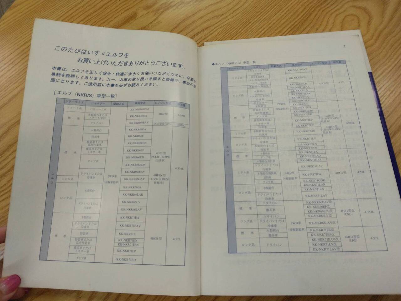 取扱説明書 　いすゞ　エルフ (中古)