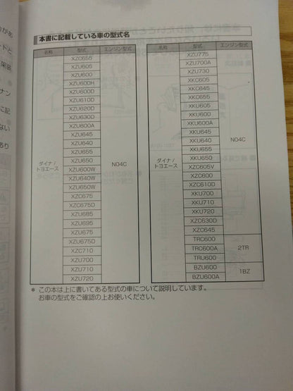 取扱説明書 　トヨタ　ダイナトヨエース (中古)
