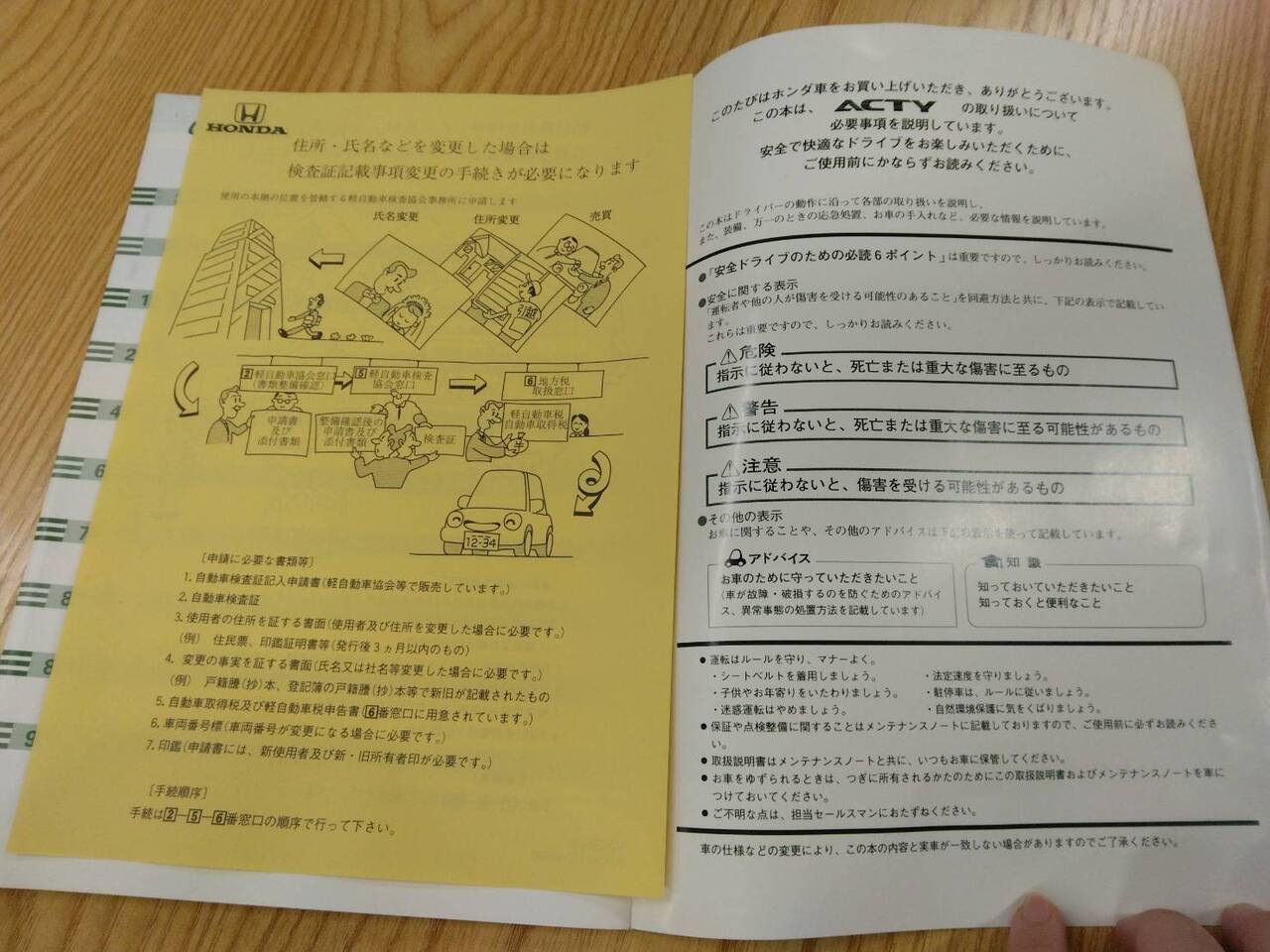 取扱説明書 　ホンダ　アクティ　 (中古)
