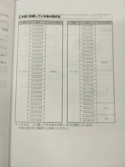 取扱説明書　 日野　デュトロ  (中古)