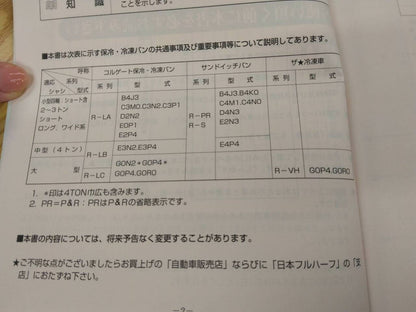 取扱説明書 　日本フルハーフ　冷蔵冷凍バン (中古)