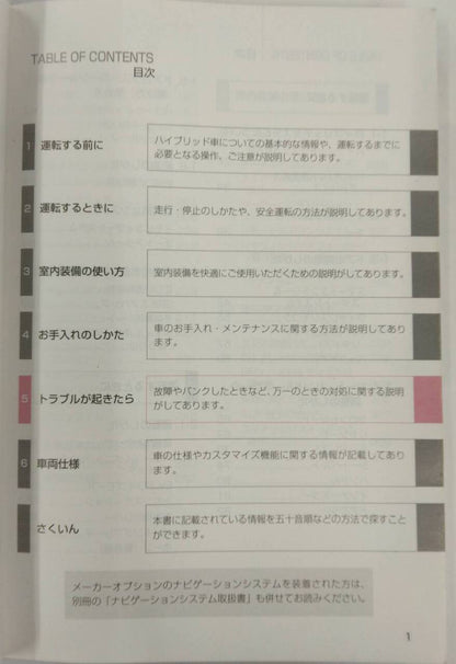 取扱説明書 　TOYOTA / PRIUS 取扱書 (中古)