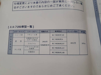 取扱説明書 　いすゞ　エルフ (中古)