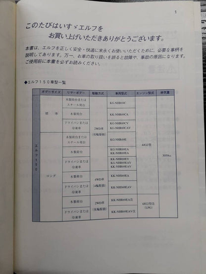 取扱説明書　いすゞ　エルフ150 (中古)